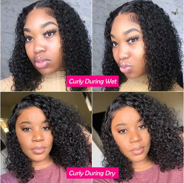 Curly Bob Wig Pre Plucked 13x4 Lace Front Human Hair Wigs