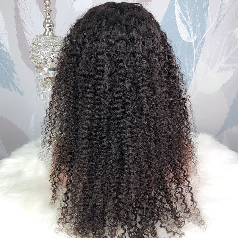 360 Lace Human Hair Wig Kinky Curly 150% Density Pre-plucked Invisible Knots 100% Virgin Hair