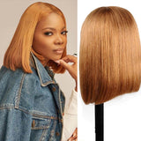 #27 Honey Blonde Short Straight Bob 13x4/4x4 Lace Wig 100% Human Virgin Hair