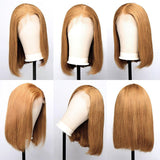 #27 Honey Blonde Short Straight Bob 13x4/4x4 Lace Wig 100% Human Virgin Hair