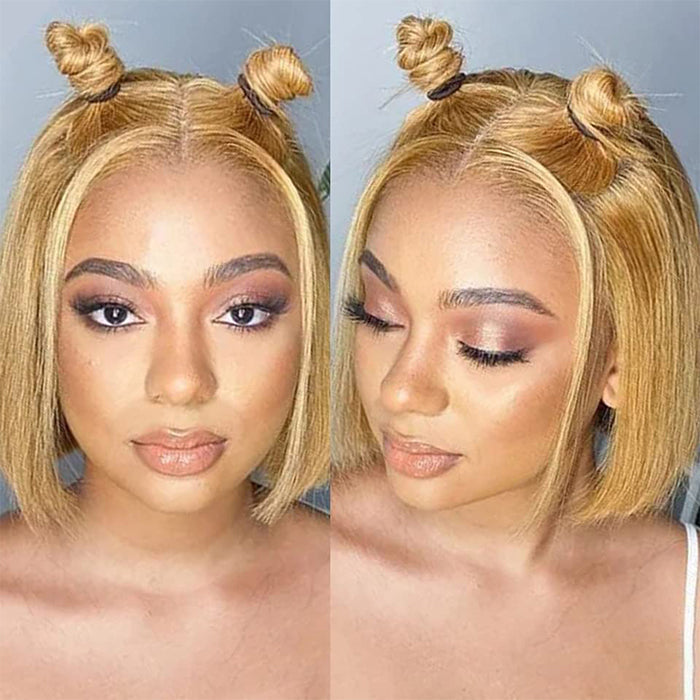 #27 Honey Blonde Short Straight Bob 13x4/4x4 Lace Wig 100% Human Virgin Hair