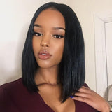 Affordable Bob Lace Wig T Part Swiss Lace Straight Human Hair 150% Density