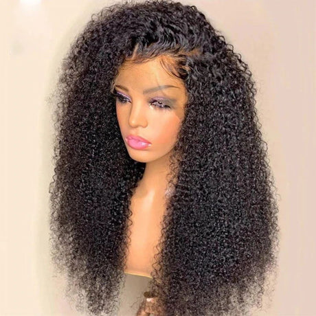 Klaiyi 4c Kinky Curly 13x4 Lace Front Wig Virgin Human Hair Pre Plucked For Women