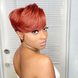 Paprika Color Short Pixie Cut 13x4 Frontal Lace Wig Human Hair