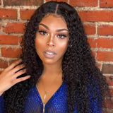 360 Lace Human Hair Wig Kinky Curly 150% Density Pre-plucked Invisible Knots 100% Virgin Hair