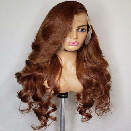 Chocolate Brown Transparent Lace Front Human Hair Wig Pre Plucked Body Wave Wig