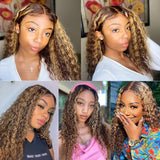 Highlight Deep Wave Frontal Wig 13*4 13*6 HD Lace Wigs Honey Blonde Highlight Human Hair Wigs