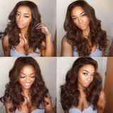 Warm Chocolate Brown 13X4 Lace Front Human Hair Wigs Colored Body Wave Lace Wigs
