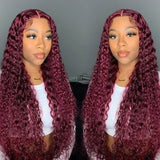 99J Straight/Body Wave 13x4 Burgundy HD Lace Front Pre Plucked Colored Human Hair Wigs for Women