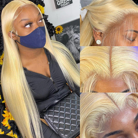 613 Blonde 13x6 HD Lace Front Human Hair Wigs Pre Plucked Straight Human Hair