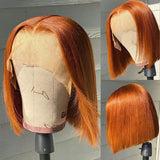 Orange Ginger Color 13x4 Lace Front Wigs Remy Human Hair Short BoB Wig Baby Hair For Black Women 150% Preplucked