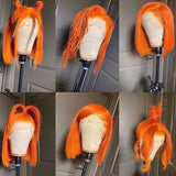 Orange Ginger Color 13x4 Lace Front Wigs Remy Human Hair Short BoB Wig Baby Hair For Black Women 150% Preplucked