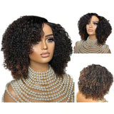 Afro Kinky Curly 5X5 Crystal Lace Closure Human Hair Wigs With Brown