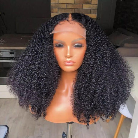 5x5 HD Lace Closure Wig Afro Kinky Curly Human Hair Glueless Clear Lace Wigs 150% Density