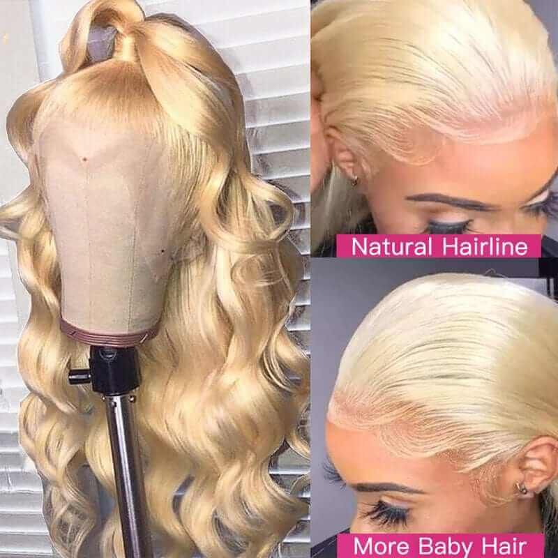 13x4 Lace Wig 613 Blonde Wave Human Hair 150% Density Pre-plucked Invisible Knots