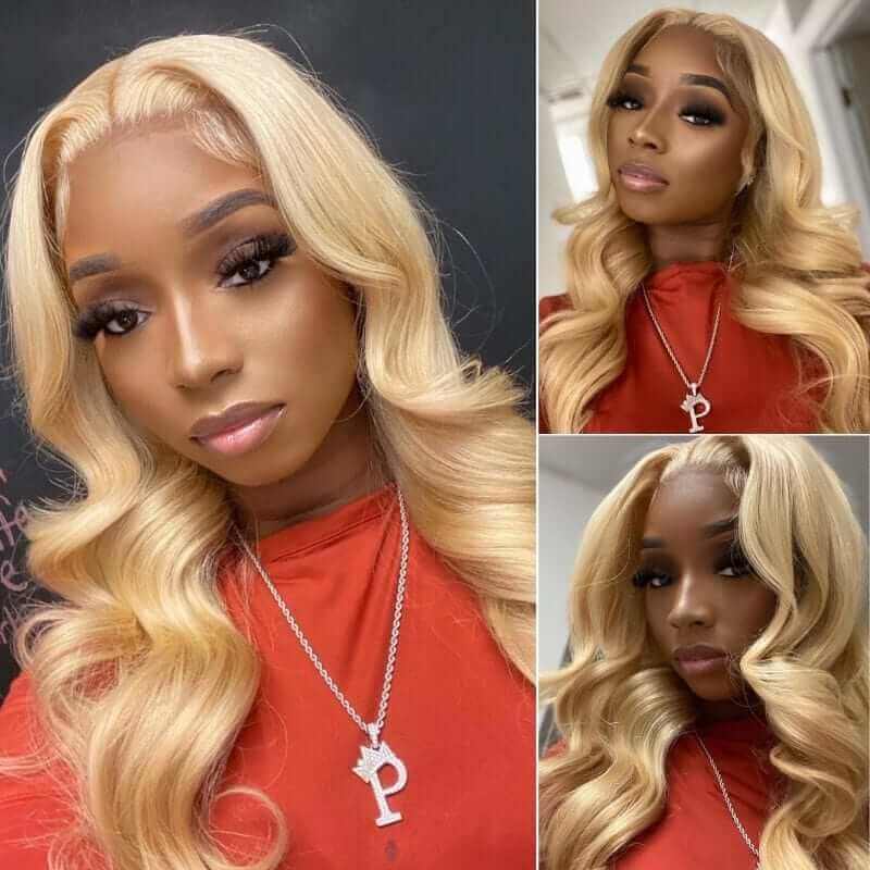 13x4 Lace Wig 613 Blonde Wave Human Hair 150% Density Pre-plucked Invisible Knots