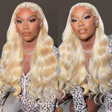 13x4 Lace Wig 613 Blonde Wave Human Hair 150% Density Pre-plucked Invisible Knots