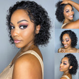 Short Cut Curly Human Hair Glueless Compact 13X4 Frontal Lace Wig