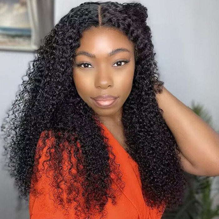 Natural 4C Edges Kinky Curly 13x4/5x5 HD Lace Front Wig With Curly Baby Hair Realistic Hairline