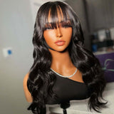 Glueless Brazilian Body Wave Human Hair Wigs With Bangs Easy to Wear