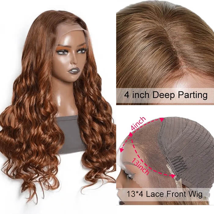 #30 Auburn Brown Hair Colored Human Hair Wigs Loose Wave 13x4 13x6 HD Lace Frontal Wigs