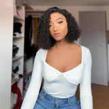 Short Kinky Curly 13x4 Bob Wigs with Bouncy Curls 100% Human Hair