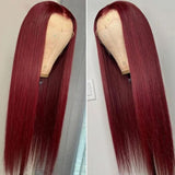 13x6 HD Lace Front Wig Human Hair Wigs 99J Red Burgundy Pre-Plucked Remy Human Hair Deep Part Wigs