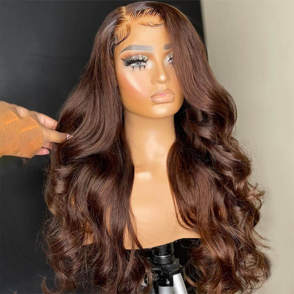 #4 Brown Wigs 13*6 HD Lace Front Wigs Straight/Body Wave Pre-Colored Human Hair Wigs