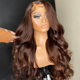 #4 Brown Wigs 13*6 HD Lace Front Wigs Straight/Body Wave Pre-Colored Human Hair Wigs