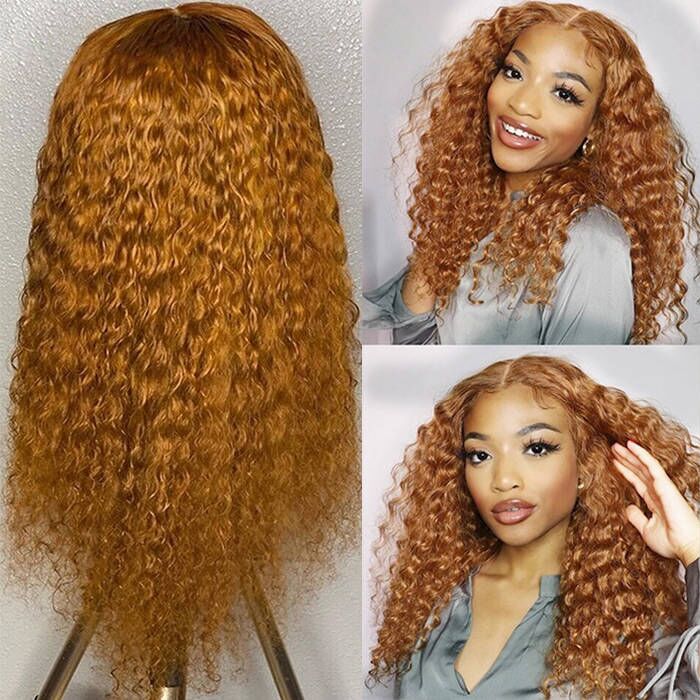 Deep Wave #30 Chestnut Brown Colored Lace Front Wigs 13*4 HD Lace Human Hair Fall Color Wigs Women