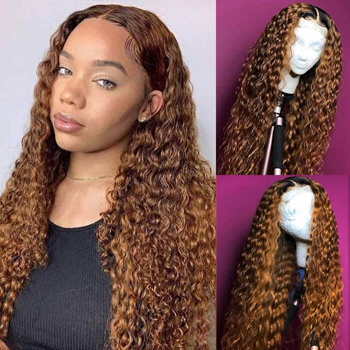 Deep Wave #30 Chestnut Brown Colored Lace Front Wigs 13*4 HD Lace Human Hair Fall Color Wigs Women