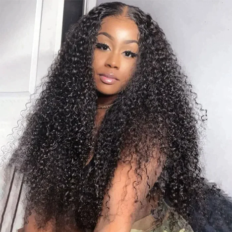Kinky Curly 13x4 Lace Front Wig Virgin Human Hair Pre Plucked For Women