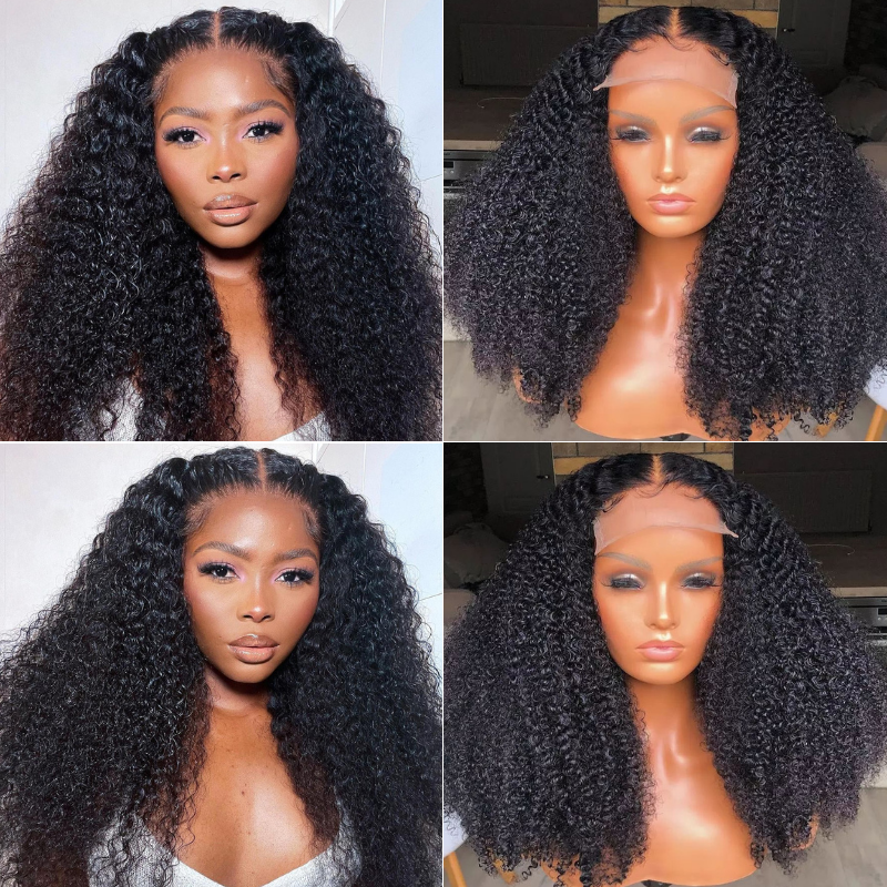 Kinky Curly 13x4 Lace Front Wig Virgin Human Hair Pre Plucked For Women