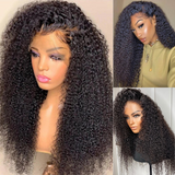 Kinky Curly 13x4 Lace Front Wig Virgin Human Hair Pre Plucked For Women