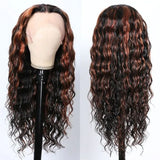 Deep Body Wave with Red Brown Balayage Highlights Lace Front Wig Human Hair