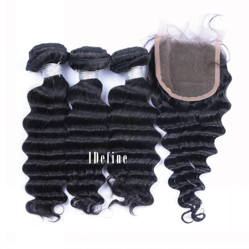 3 Bundles With Closure Tropic Deep Wave Human Virgin Hair