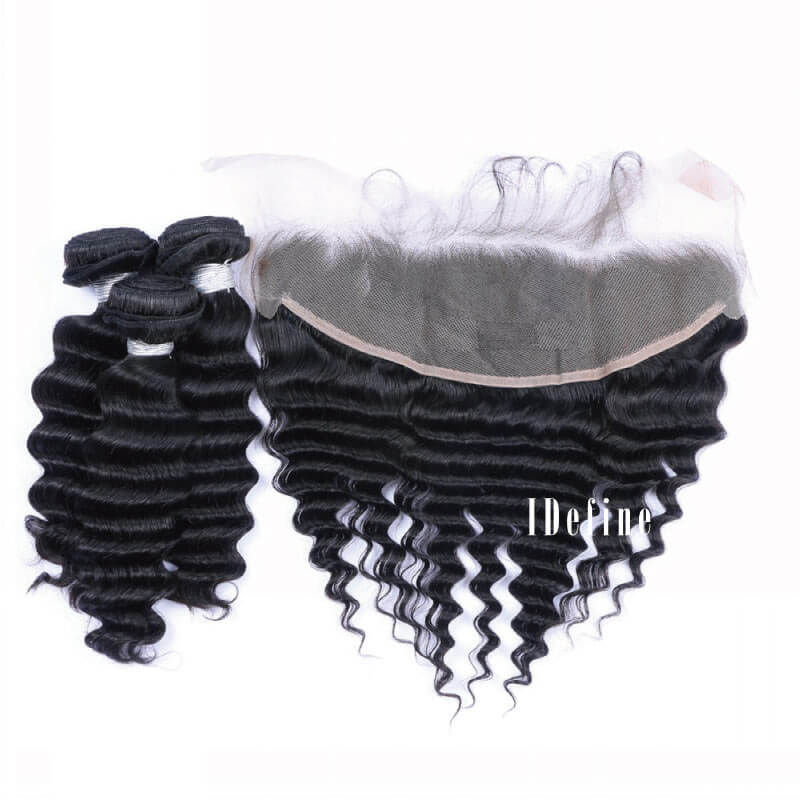 Deep Wave 3 Bundles With Frontal Tropic Human Virgin Hair