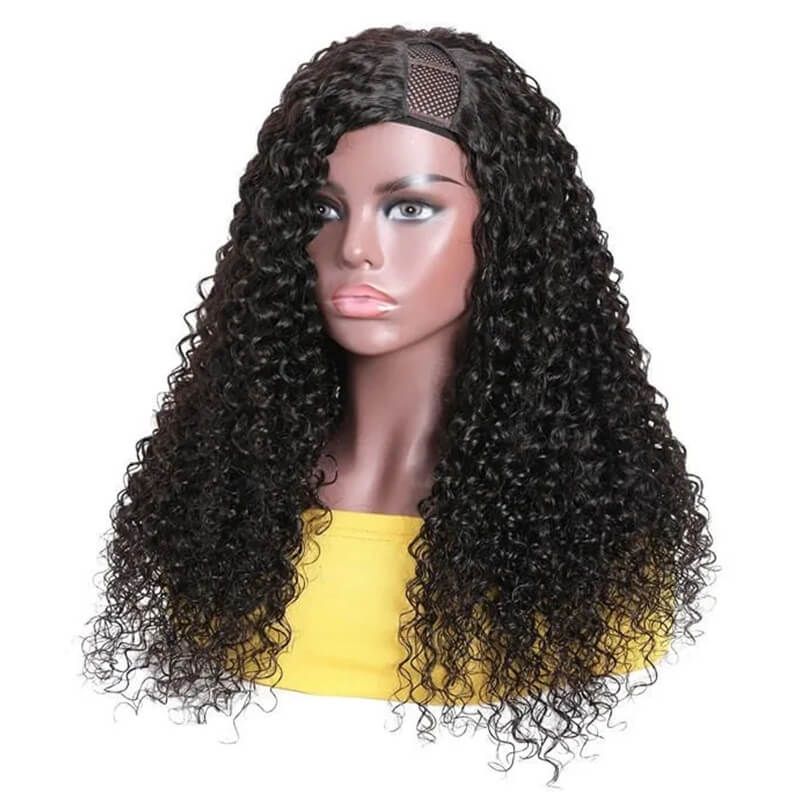 Blow Out Wavy Virgin Hair Affordable 150% Density U-Part Wig 100% Human Hair