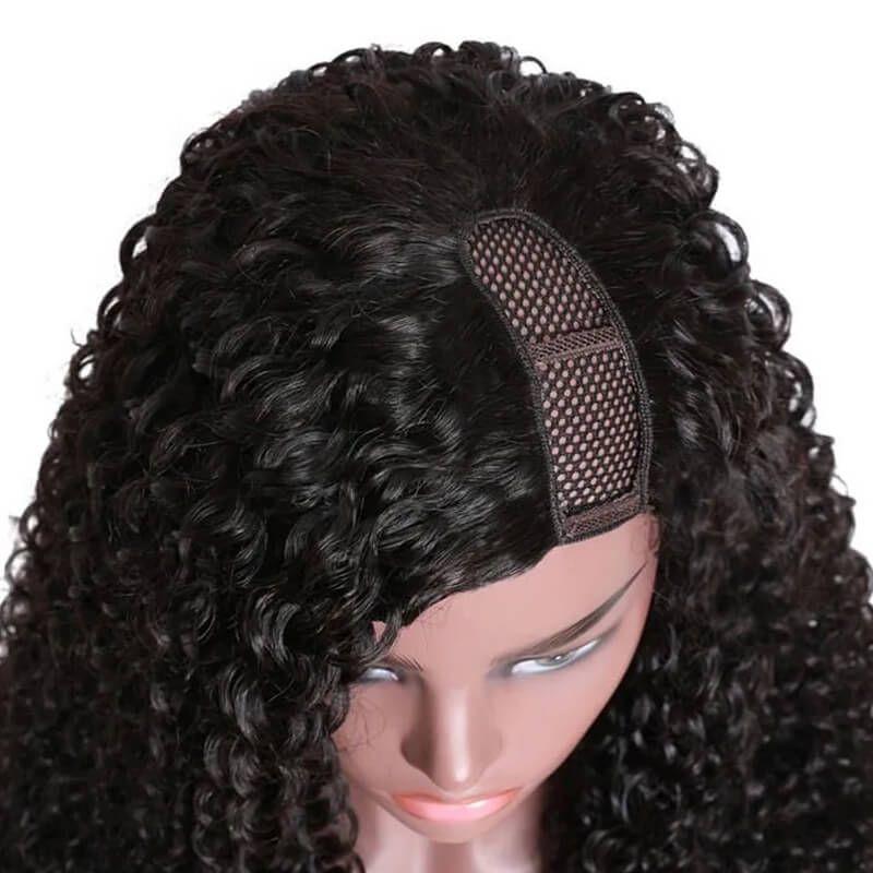 Blow Out Wavy Virgin Hair Affordable 150% Density U-Part Wig 100% Human Hair