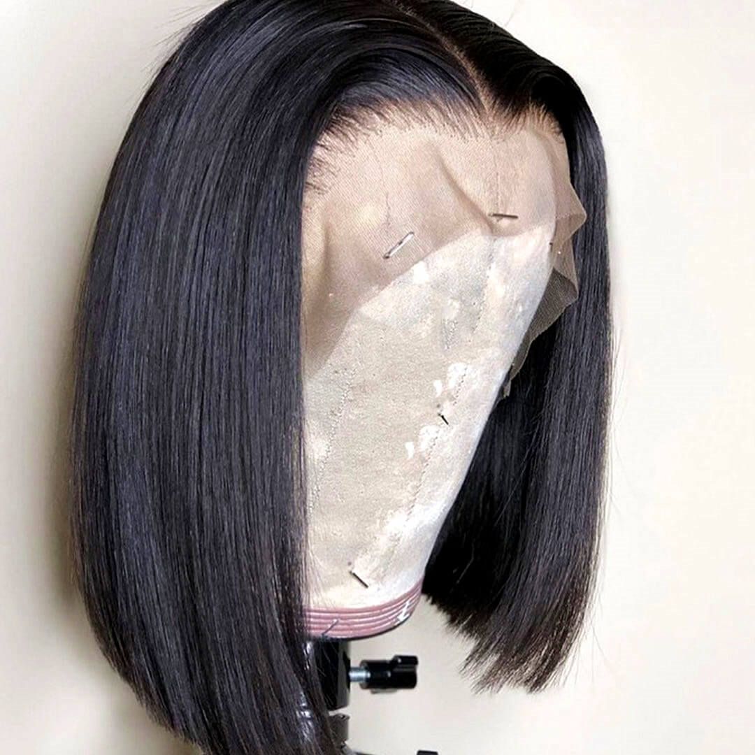 Affordable Bob Lace Wig T Part Swiss Lace Straight Human Hair 150% Density