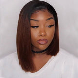 Ombre Brown Bob Short Hair Glueless 13x4 Lace Front Wig Human Hair