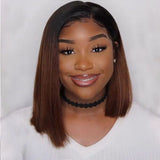 Ombre Brown Bob Short Hair Glueless 13x4 Lace Front Wig Human Hair
