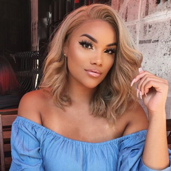 Bob Human Hair Blonde Wavy 13x4 Lace Front Wig