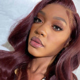 Anthony Cuts Side Part Wavy Burgundy Lace Front Wigs Human Hair