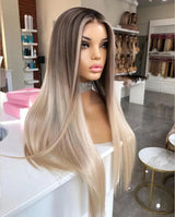 Fashion Ombre Pastel Gray Blonde Color Big Wave Full Virgin Hair 13*4 HD Lace Front Wigs