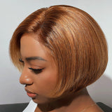 Short Bob Brown with Blonde Highlights Lace Front Wig Human Hair