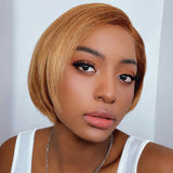 Short Bob Brown with Blonde Highlights Lace Front Wig Human Hair