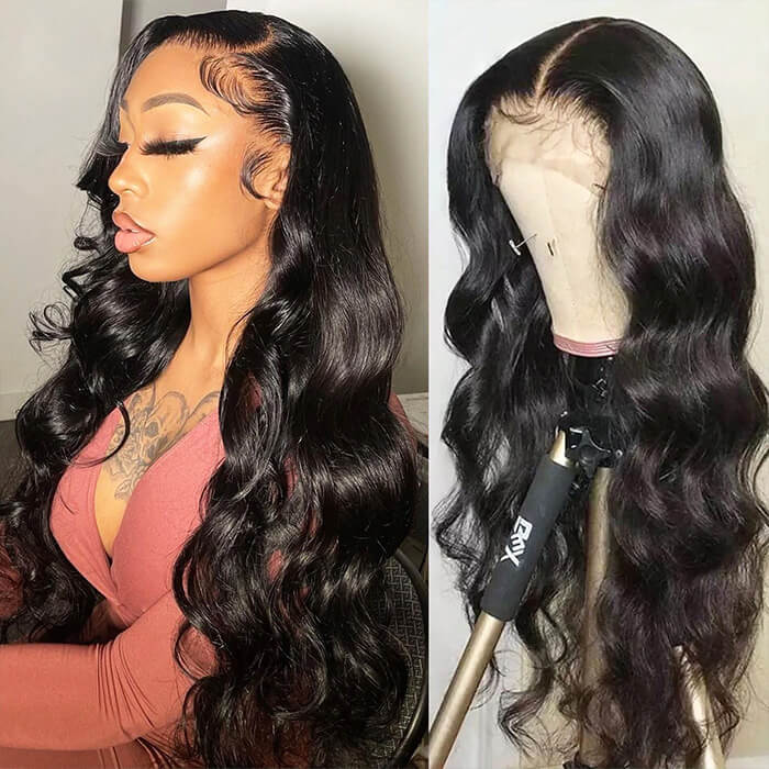 13x6 Lace Front Wig Body Wave Human Hair Pre Plucked 180% Density