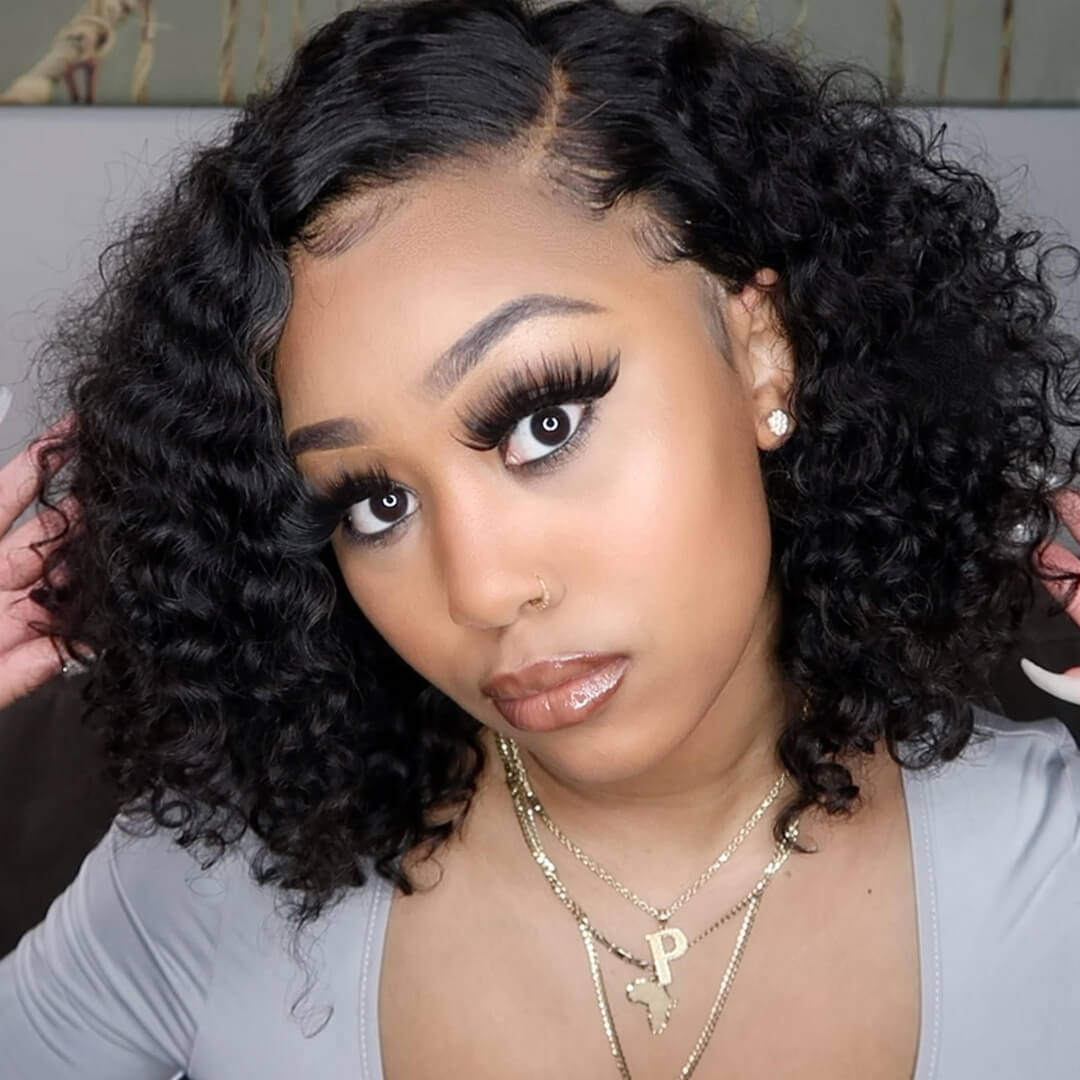 Bob Human Hair 360 Lace Wig Deep Curly 150% Density 100% Virgin Hair