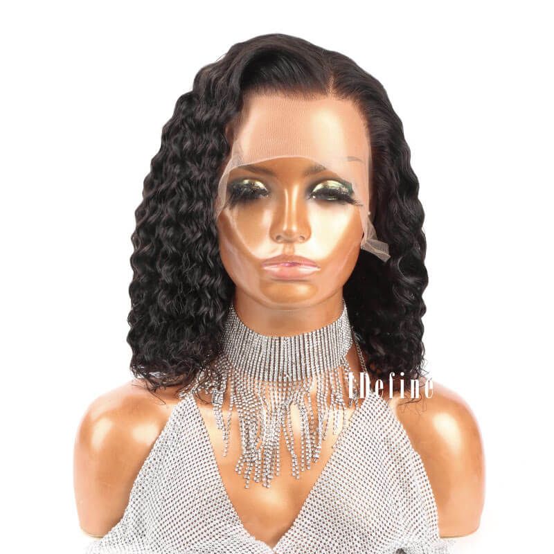 Bob Human Hair 360 Lace Wig Deep Curly 150% Density 100% Virgin Hair